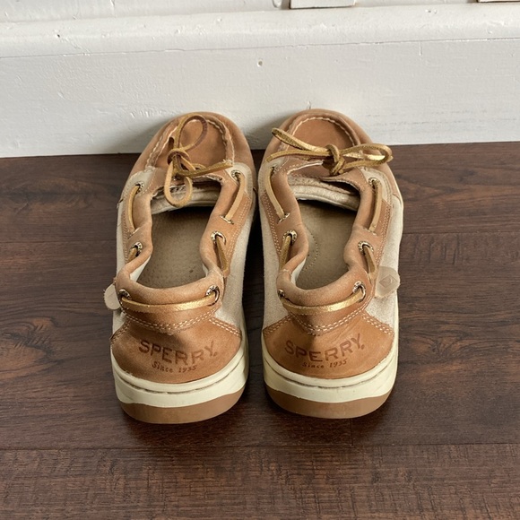Sperry Women's Angelfish Boat Shoe Oat Color Gold Shimmer Leather Laces Size 7 - Picture 4 of 12